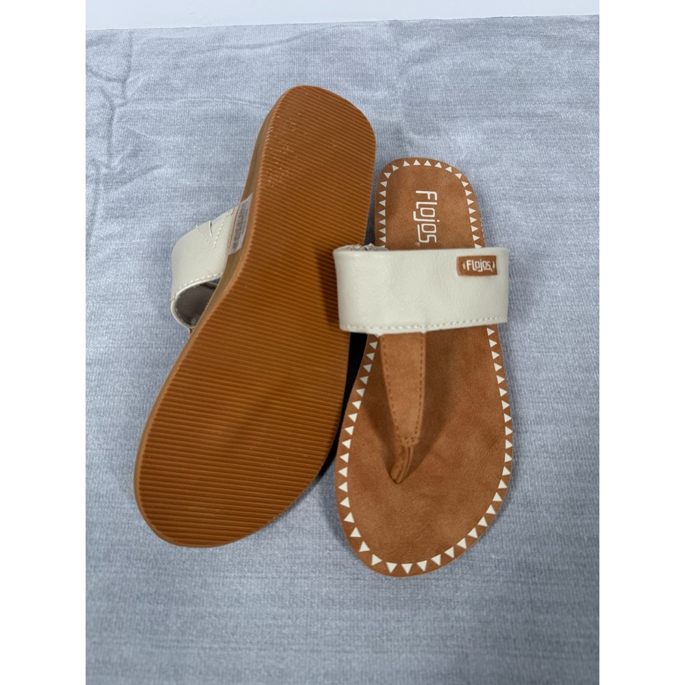 Flojos Womens Grace Thong Sandals Beige Brown Comfort Flip Flops Size 7